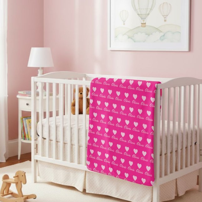 Manta Sherpa Heart Pattern Blanket for Girls – Personalized (Subido por el creador)