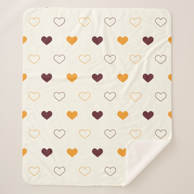 Manta Sherpa Heart Pattern with Orange & Brown Hearts (Anverso)