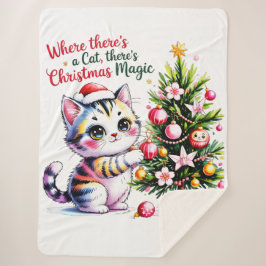 Manta Sherpa Heartwarming Christmas Cat - Cozy Winter Gift