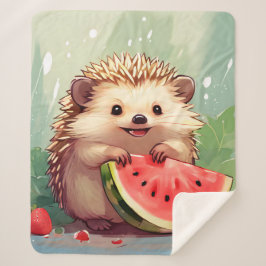 Manta Sherpa Hedgehog disfrutando de una sandía