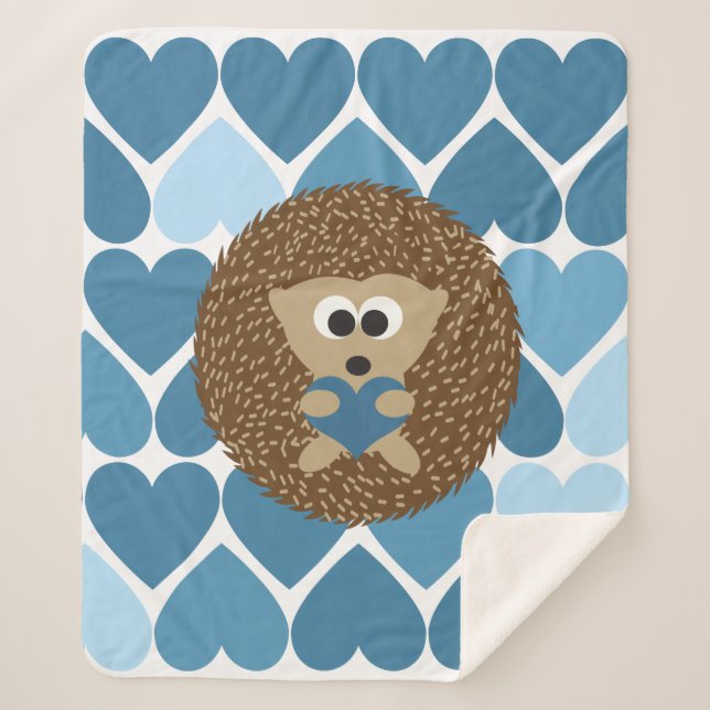 Manta Sherpa Hedgehog y Corazón Azul (Anverso)