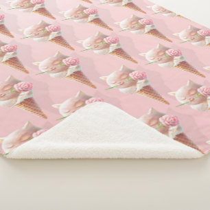 Manta Sherpa Helado Kitty - Rosy & Dreamy