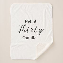 Manta Sherpa Hello thirty birthday name simple minimal elegant 