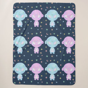 Manta Sherpa Hermanas Gemelas Alien Pasel Arte Kawaii Cósmico