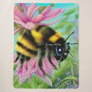 Manta Sherpa Hermosa abeja en una flor rosa cerca