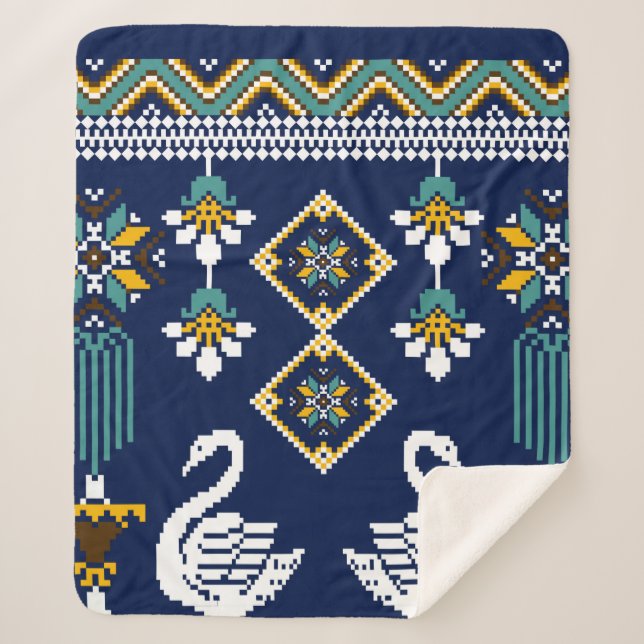 Manta Sherpa Hermosa figura de etnia geométrica ucraniana triba (Anverso)