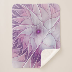 Manta Sherpa Hermosa Flor Rosa Moderna Resumen Arte Fractal