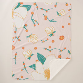 Manta Sherpa Hermosa niña de flores silvestres pastel elegante 