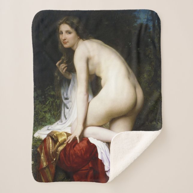 Manta Sherpa Hermosa pluma femenina (por Bouguereau) (Anverso)