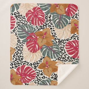 Manta Sherpa Hermosa y elegante huella tropical en el leopardo
