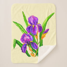 Manta Sherpa Hermosas flores de Iris Sherpa Blanket Irits