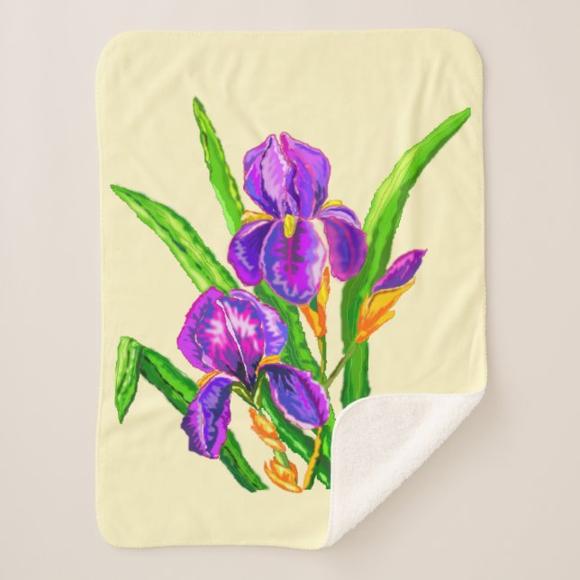 Manta Sherpa Hermosas flores de Iris Sherpa Blanket Irits (Anverso)