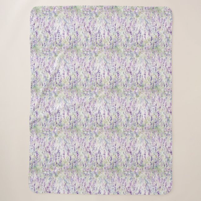 Manta Sherpa Hermosas Flores Moradas Románticas   (Anverso)