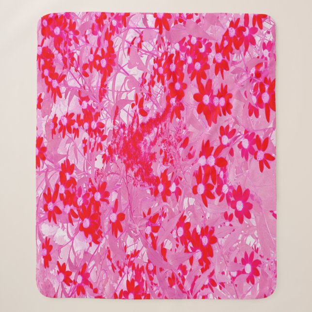 Manta Sherpa Hermosas Flores Rojas (Anverso)
