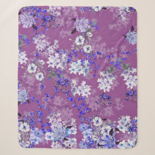 Manta Sherpa Hermosas flores y ramas de aceite con pinturas muy