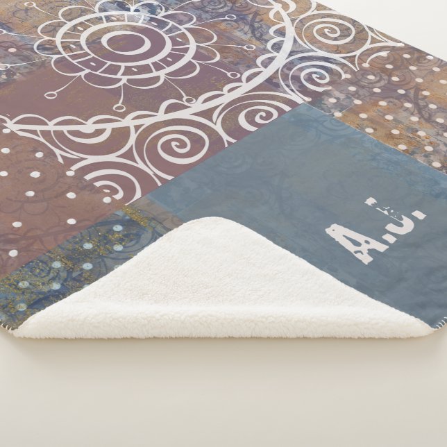 Manta Sherpa Hermoso artista industrial azul faux copper (3/4)