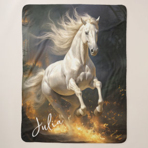 Manta Sherpa Hermoso caballo blanco toscado
