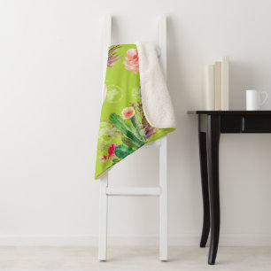 Manta Sherpa Hermoso Cactus Floral