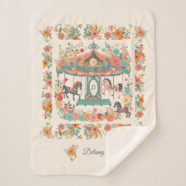 Manta Sherpa Hermoso carrusel bucal Personalizado Monograma