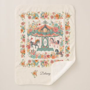 Manta Sherpa Hermoso carrusel bucal Personalizado Monograma