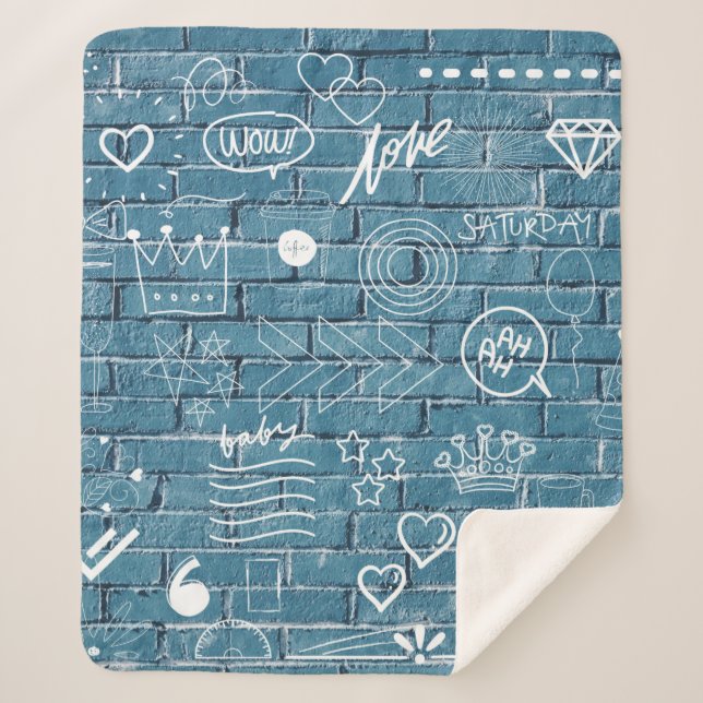 Manta Sherpa Hermoso graffiti en pared caligrafía verde (Anverso)