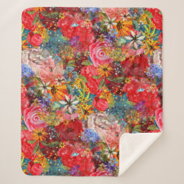 Manta Sherpa Hermoso Modelo Floral Brillante Abstracto Abstract