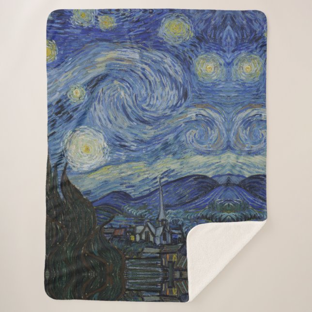 Manta Sherpa Hermoso paisaje Blue Night Sky Golden Stars (Anverso)