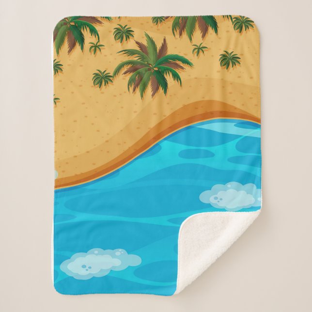 Manta Sherpa Hermoso paisaje playero (Anverso)