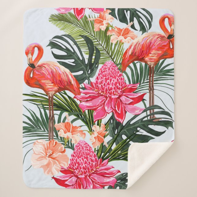 Manta Sherpa Hermoso patrón de verano floral sin fisuras (Anverso)