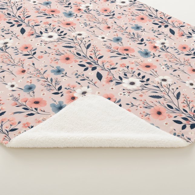 Manta Sherpa Hermoso patrón floral (3/4)