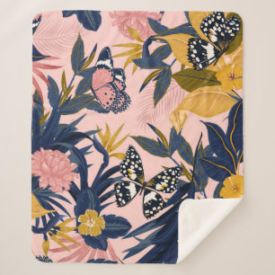 Manta Sherpa Hermoso patrón tropical dulce sin costura