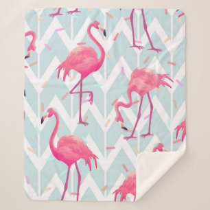 Manta Sherpa Hermoso patrón tropical sin costura con flam rosa