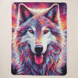 Manta Sherpa Hermoso perro lobo artístico