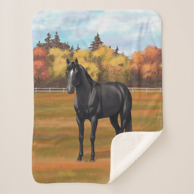 Manta Sherpa Hermoso Stallion de caballos del Barrio Negro (Anverso)