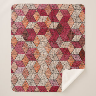 Manta Sherpa Hexagones bordados: Impresión de arte bohemio.