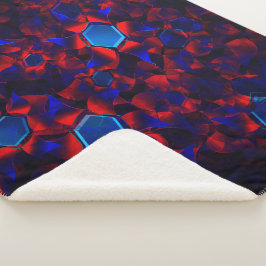 Manta Sherpa hexágono azul mezclado con curvas rojas superpuest