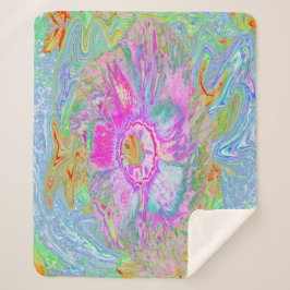 Manta Sherpa Hibiscus psicodélico de rosa caliente y ultraviole