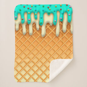 Manta Sherpa Hielo Crema Drin Waffle Cone Mint con salpicaduras