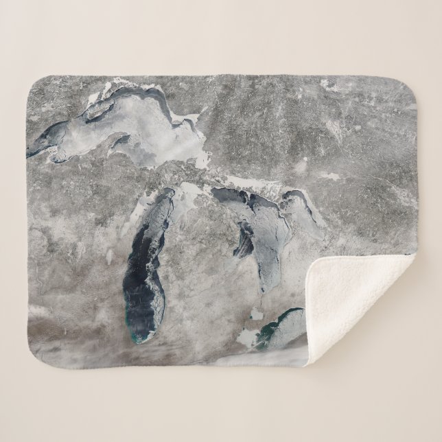 Manta Sherpa Hielo En Los Grandes Lagos, Estados Unidos. (Anverso (horizontal))