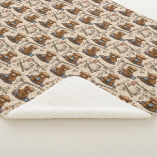 Manta Sherpa Highland Cow Morning Coffee Cozy Farmhouse Pattern