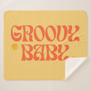 Manta Sherpa Hippie Groovy bebé Naranja de mostaza de los años 