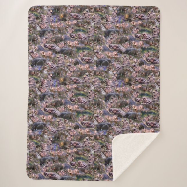 Manta Sherpa Hippo Photo Collarge, (Anverso)