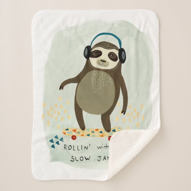 Manta Sherpa Hipster Sloth | Rollin' Con Mis Atascos Lentos (Anverso)