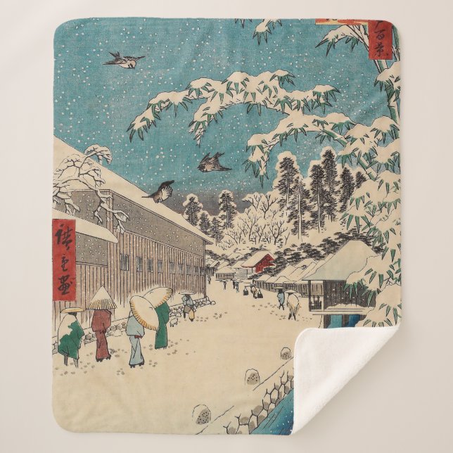 Manta Sherpa Hiroshige paisaje invernal de japón (Anverso)