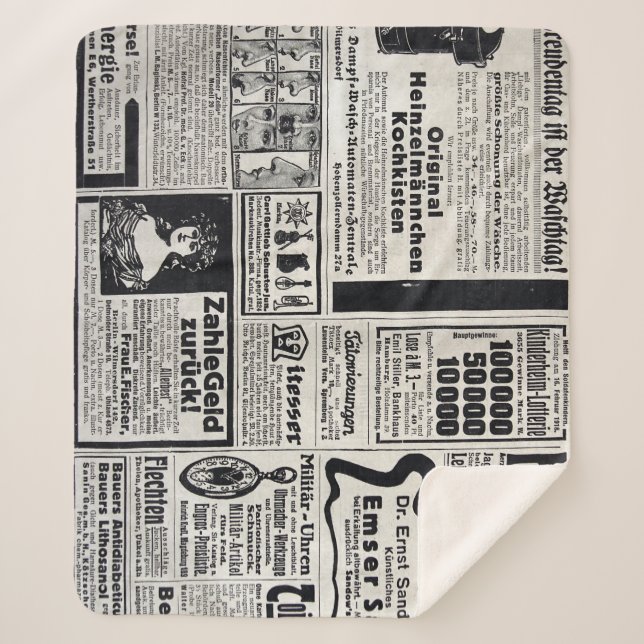 Manta Sherpa Histórico Kiev: Ilustracion de periódico de 1917 (Anverso)