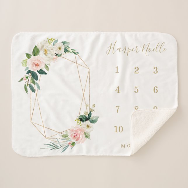 Manta Sherpa Hito bebé de florines de primavera geométrica (Anverso (horizontal))