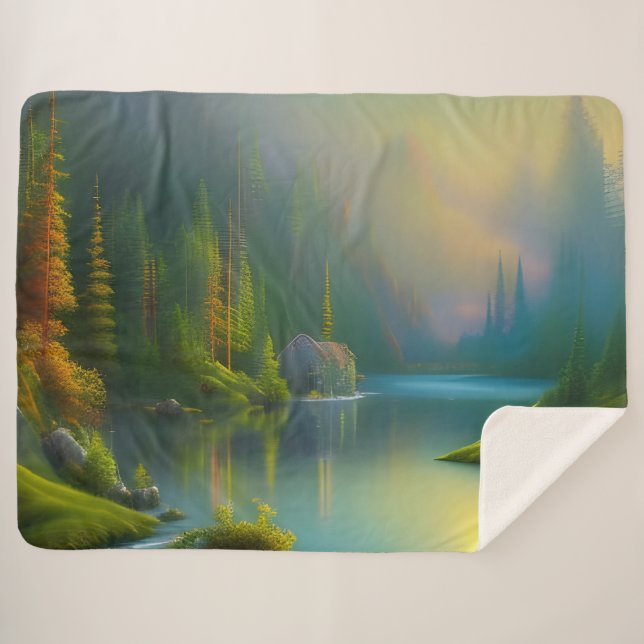 Manta Sherpa Hogar dulce hogar en el bosque (Anverso (horizontal))