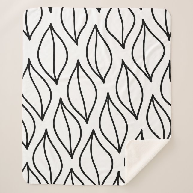 Manta Sherpa Hojas abstractas. Estructura de época. Mar dibujad (Anverso)