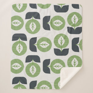 Manta Sherpa Hojas abstractas retro: estilo vintage sin foco