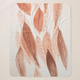 Manta Sherpa Hojas de Acuarela Marrón Terracota Beige Rubor